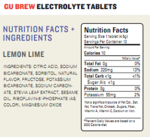 GU Brew Electrolyte Tablet Ingredients